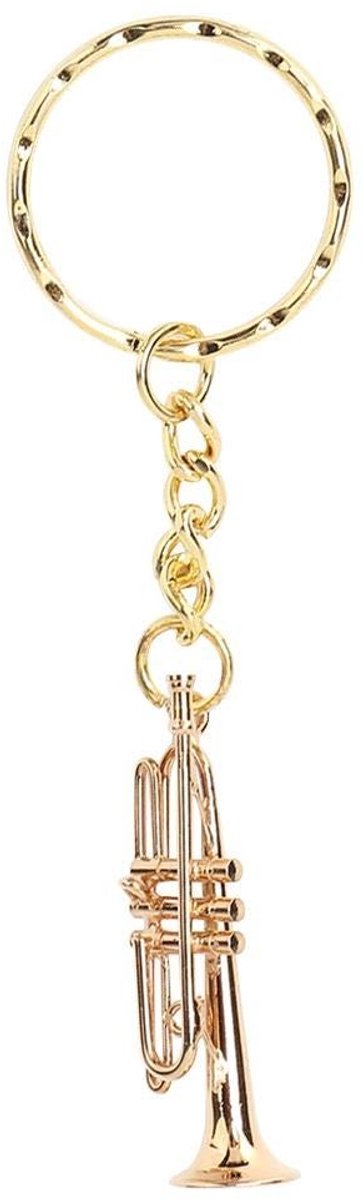 Dailygoods- Trompet Sleutelhanger Hoogwaardig Messing - Sleutelhanger Ornament - Muziekgeschenk - Corrosiebestendig - Compact 9*3*3cm - Sterk en Duurzaam