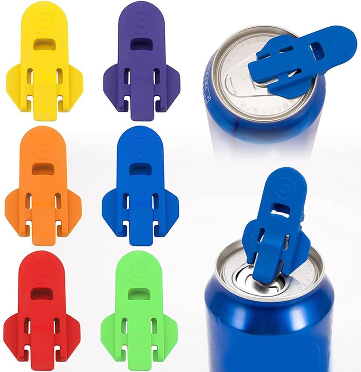 Dailygoods- Blikopener 6 Stuks - Draagbare Blikopener - Kunststof Blikopener - Voor Aluminium Blikjes - Compacte Afmetingen - Hoogwaardig Polypropyleen - Blikdeksel