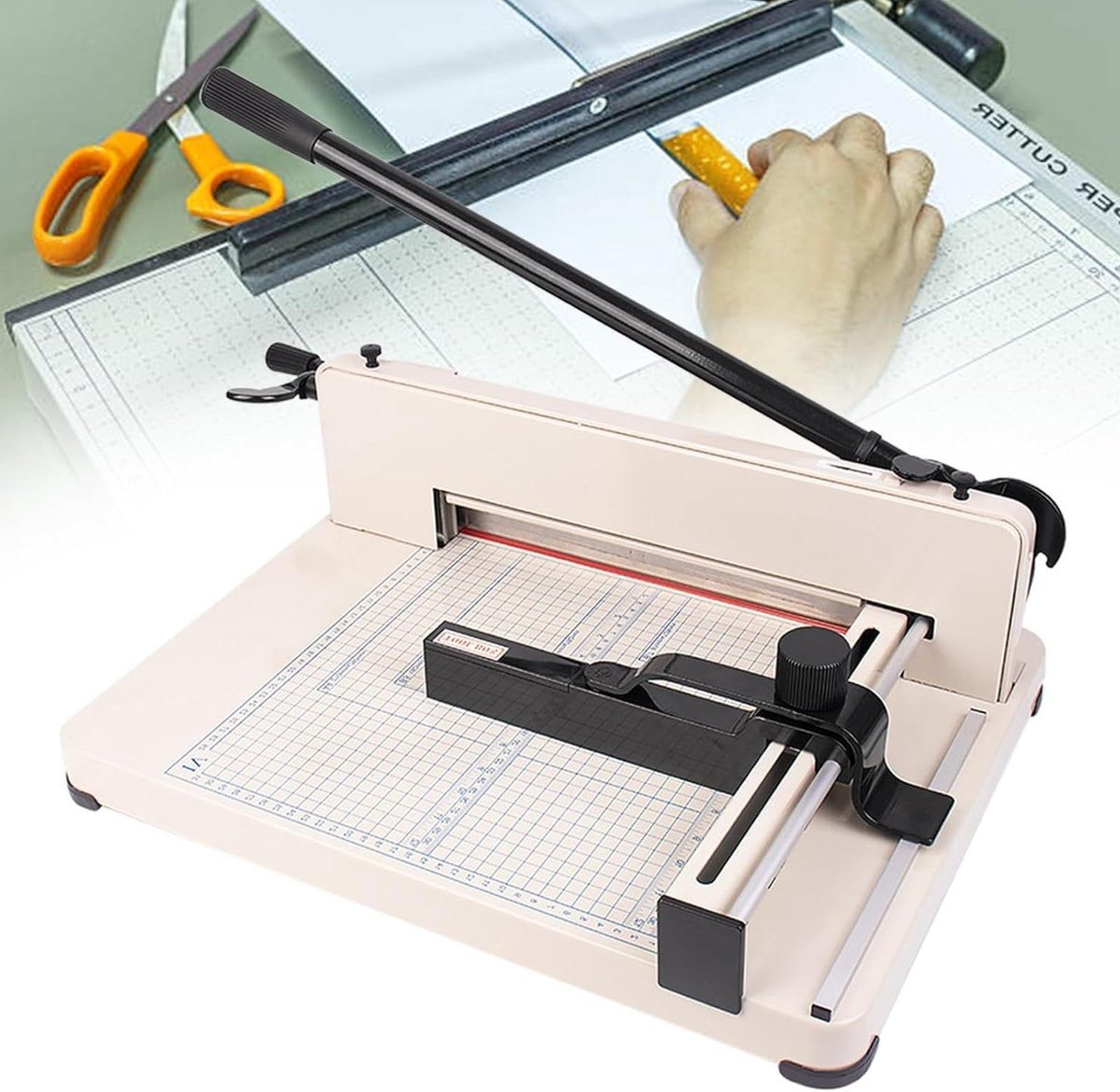 Papiersnijder Zwaar - Guillotine Snijder - Stapel Papier Snijden - 400 Vel Capaciteit - 30.5 cm Snijbreedte - Wit