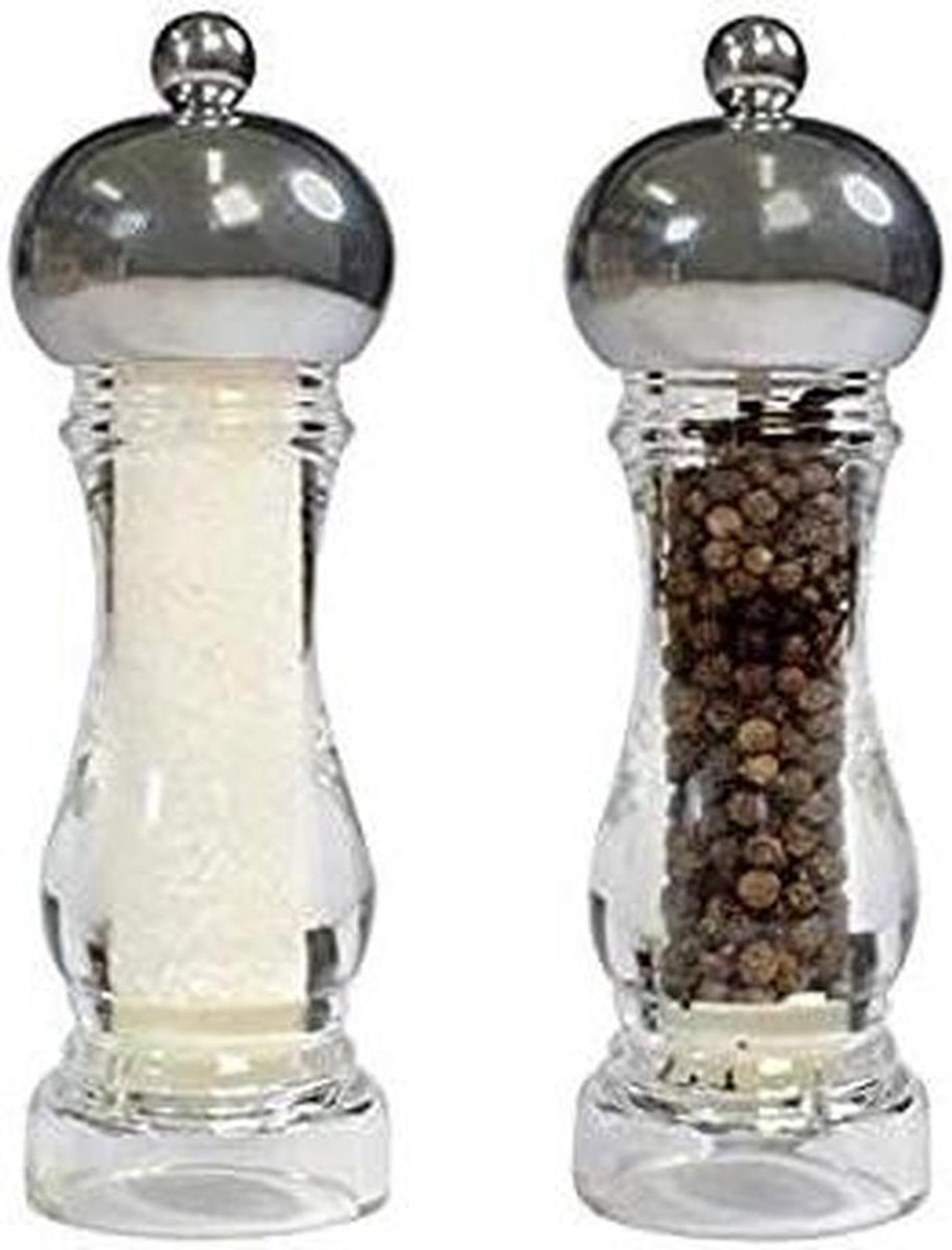 Peper en Zoutmolen - Kruidenmolens Set - Keuken Gebruik - Keramisch Maalwerk - 165 cm - Verchroomd