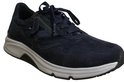 Donkerblauwe Gabor sneaker met rits en veters, witte zool en glimmende details.