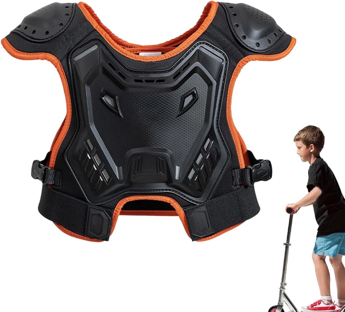 Kinder Borstbescherming - Motorcross Vest - Sport Activiteiten - Ademend Vochtafvoerend - 30x30x5 cm - Oranje
