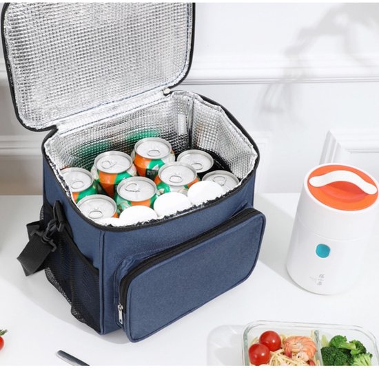 Geïsoleerde lunchtas - Herbruikbare lunchbox - Draagbare, zachte koeltas - Lekvrij ontwerp - Met verstelbare schouderband - Koeltas met grote inhoud - Picknicktas - Thermotas - Ideaal voor volwassenen (werk/picknicks) - 26 x 24 x 17 cm — afbeelding 4