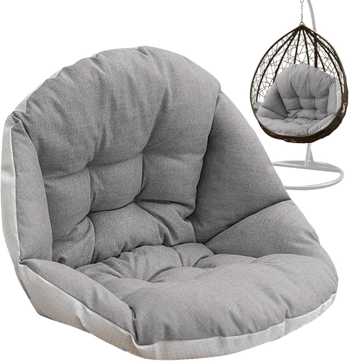 Eierstoelkussen - Schommelstoel Kussen - Buiten Zitten - Antislip Bodem - 45x45 cm - Grijs
