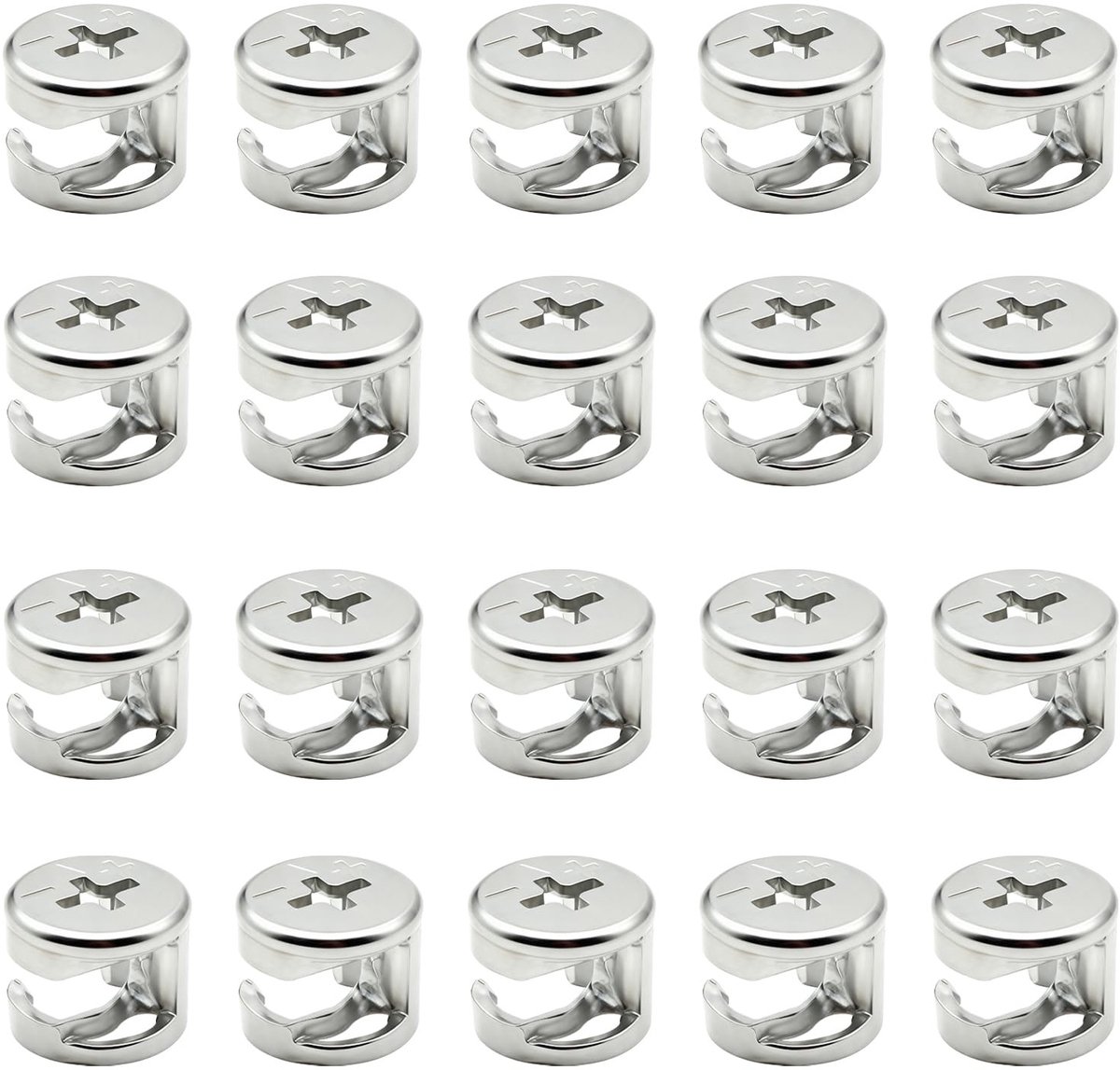 Dailygoods- Meubelverbinder 20 Stuks - Excentrische Meubelverbinder - Meubelschroeven - Kastverbinder - Roestvrij Staal - 15x12 mm - Meubelconnector