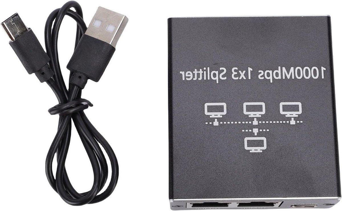Ethernet Splitter - Netwerk Adapter - Netwerk Uitbreiden - Aluminium Behuizing - 1 Tot 3 Poorten - Zilver