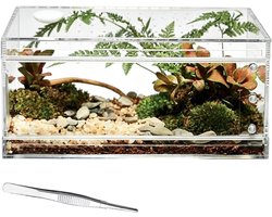 Terrarium Voor Spinnen | Transparant En Geventileerd Habitat,Hagedissenverblijf en Spinnenterrarium | voor Vogelspin, Bidsprinkhaan, Gekko, Hagedis en Slang - Voeren, Klimmen en Observatie