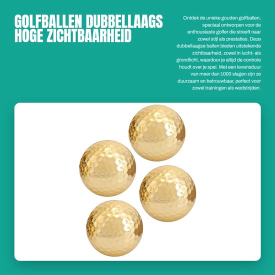 Dailygoods- Golfbal Verguld - 4 Stuks - Duurzaam - Golfaccessoires - Hoge Prestaties - Lichtgewicht - 392 Bijengaten - Golfballen van Dailygoods — afbeelding 4