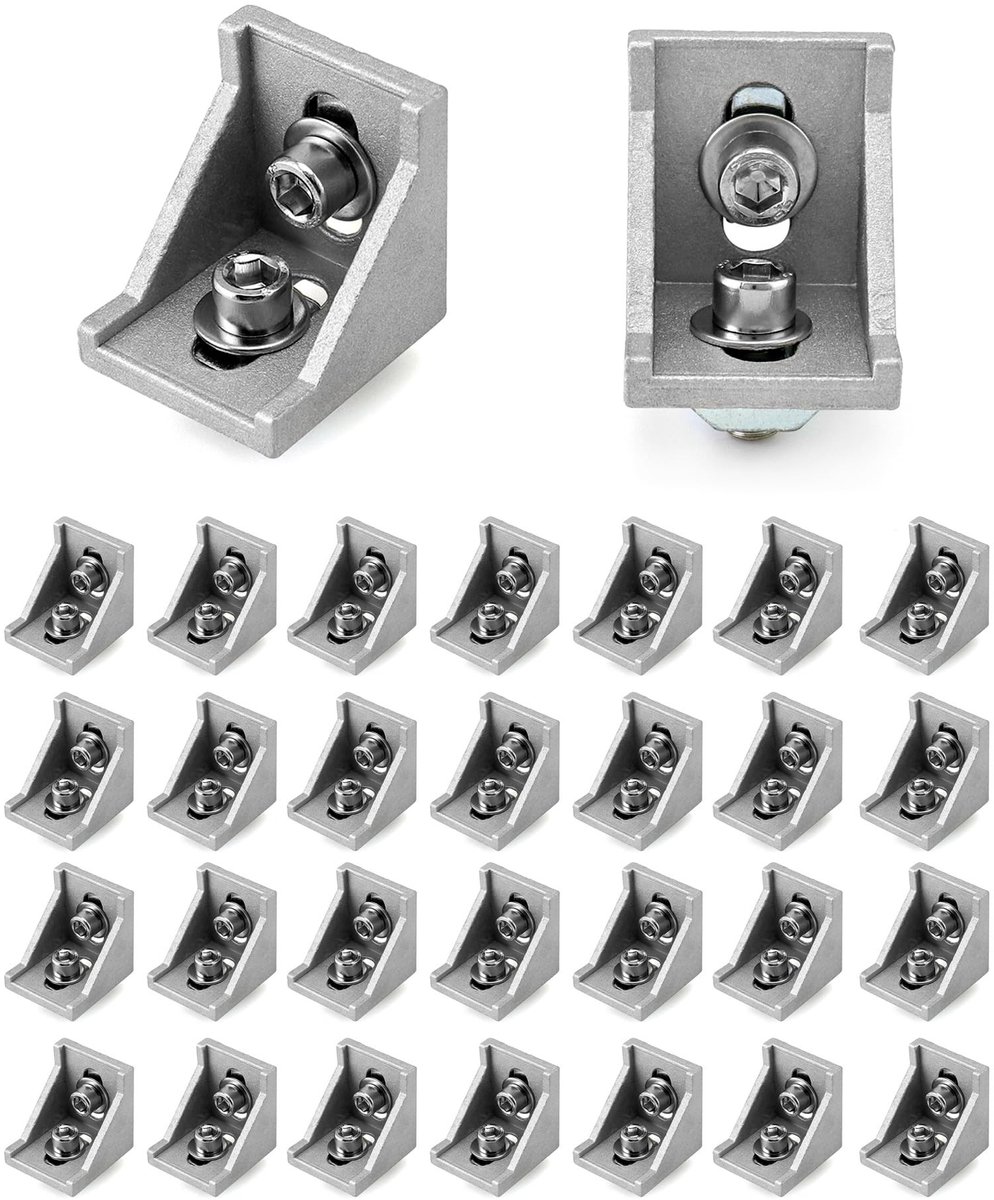 Dailygoods- Hoekbevestiging 30 Stuks - Aluminium Profiel 40x40mm - Muurbeugel - Bevestigingsmateriaal - Eenvoudige Installatie - Extreem Sterk - Bevestigingsbeugel