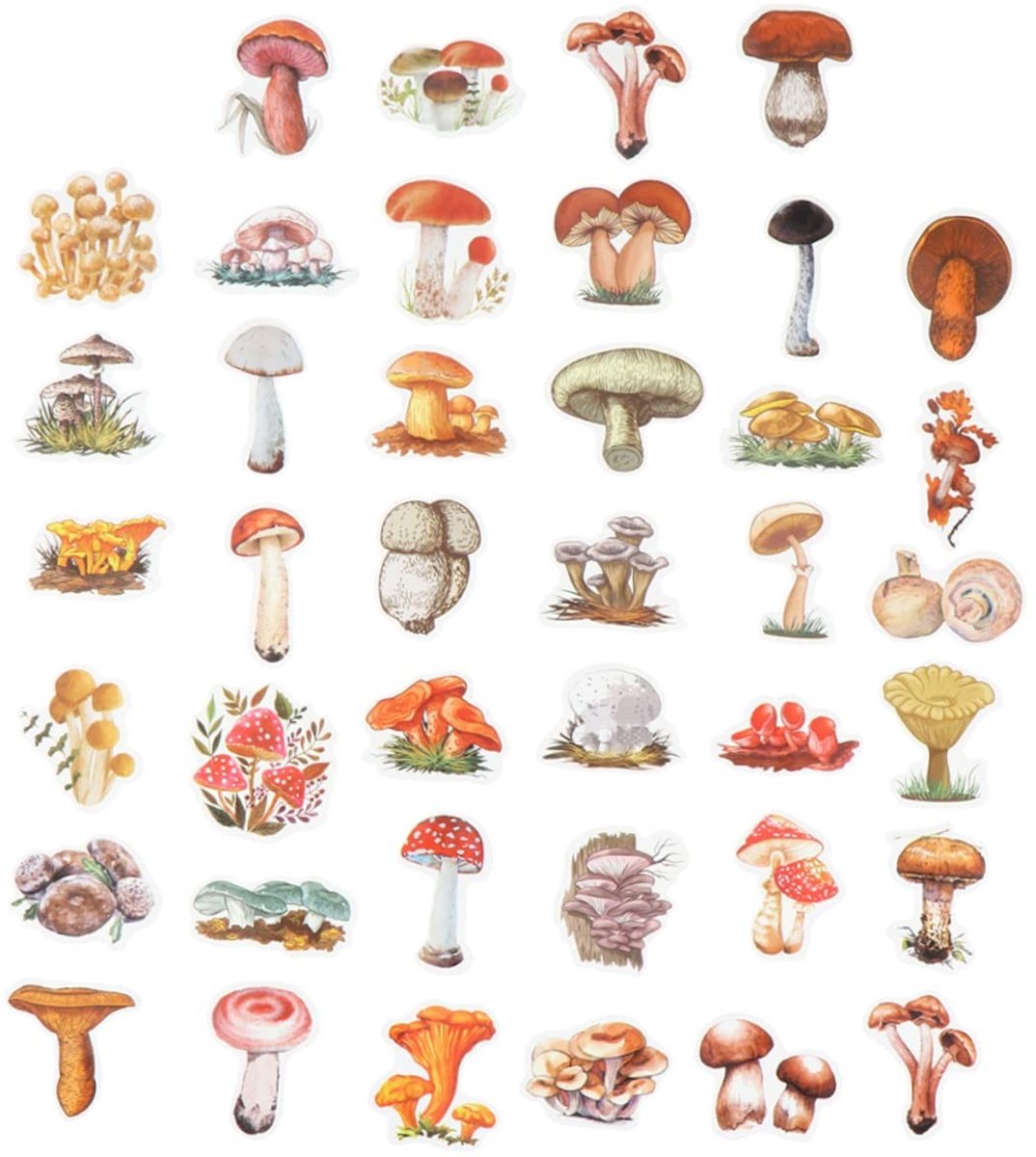 Dailygoods- Stickers Paddestoel Set van 120 - DIY Stickers - Scrapbooking - Dagboekstickers - Decoratieve Stickers - PVC Materialen - Decoratiestickers