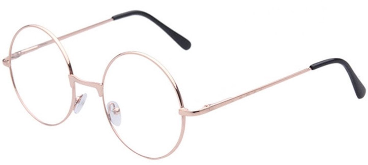 Dailygoods- Ronde Bril - Metalen Frame - Helder Glas - Retro Stijl - Cosplay Accessoire - Klassiek Ontwerp - Standaardformaat