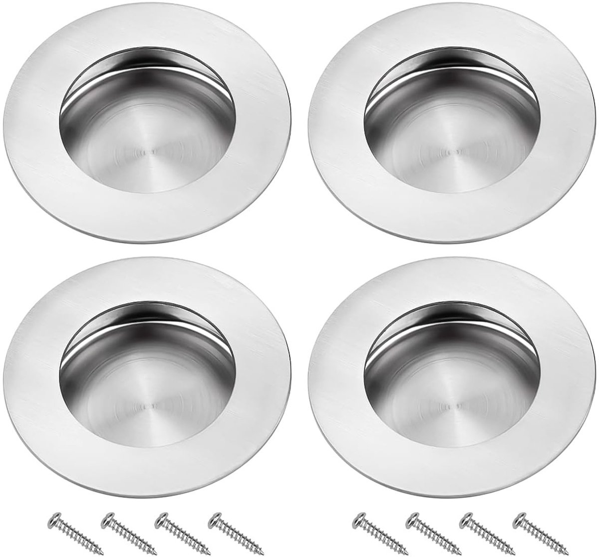 Dailygoods- Schuifdeurgreepbehuizing 4x - Roestvrij Staal 304 - Verzonken Handgreep - Elegante Look - Buitendiameter 60 mm - Inbouwdiepte 15 mm - Deurgreep