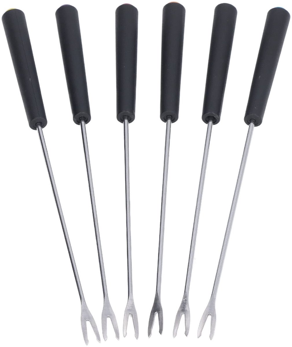 Dailygoods- Fonduevorken 6 Stuks - Roestvrij Staal - Lange Vorken - Kleurcodering - Stevig/Antivervorming - Hoogwaardig Vakmanschap - Fondueprikker