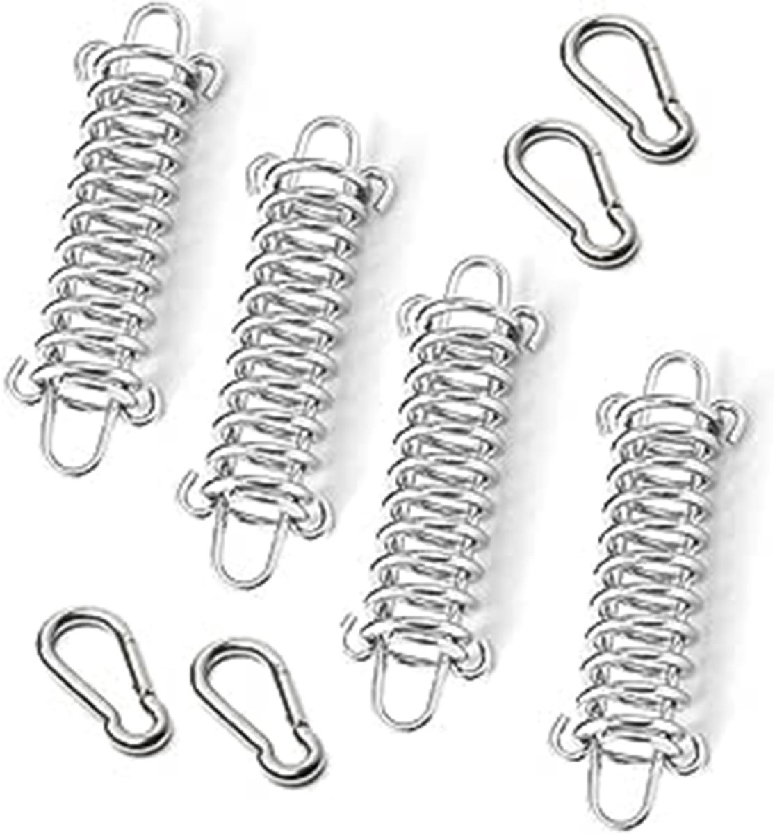 JHUBERS- Trekveer 4 Stuks Roestvrij Staal - Bevestigingsveer - Tentspanner - Luifelaccessoires - Karabijnhaak - Duurzaam en sterk