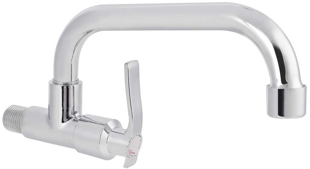 Dailygoods- Gootsteenkraan wandmontage - enkele handgreep - roestvrij staal - 360 graden d