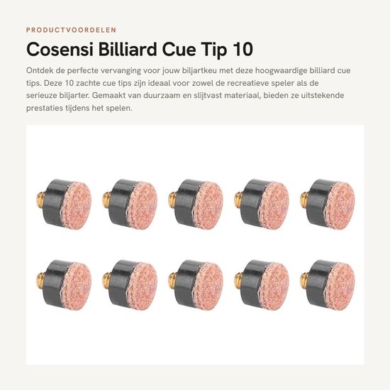 Dailygoody - Billiard Cue Tip - 10 Stuks - Hoogwaardige vervangtips - 10 mm - Billiard Accessoires - Perfect voor biljartliefhebbers van Merkloos — afbeelding 4