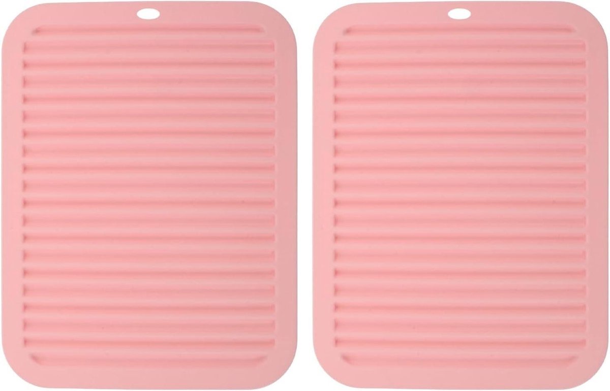 Krultangmat Hittebestendig - Stylingtool Houder - Bescherming Kaptafel - Antislip Siliconen - 30 x 23 cm - Roze