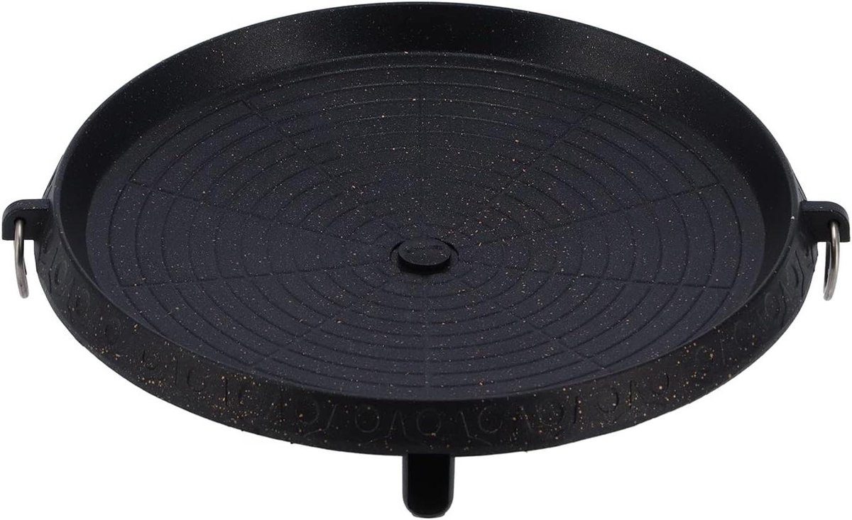 Ronde Barbecueplaat BBQ Bakplaat Gezond Koken Hellend Ontwerp Dubbele Laag Dik Zwart
