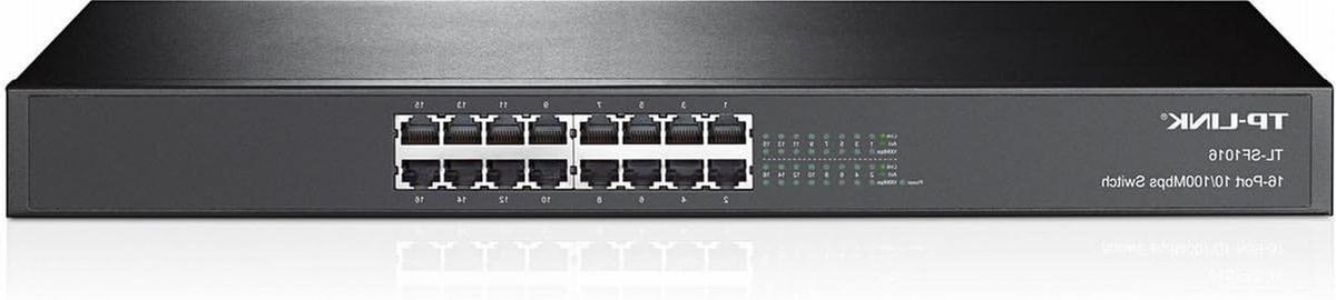 Netwerk Switch - Ethernet Hub - Netwerk Uitbreiden - 16 Poorten - 19 inch Rackmount - Zwart