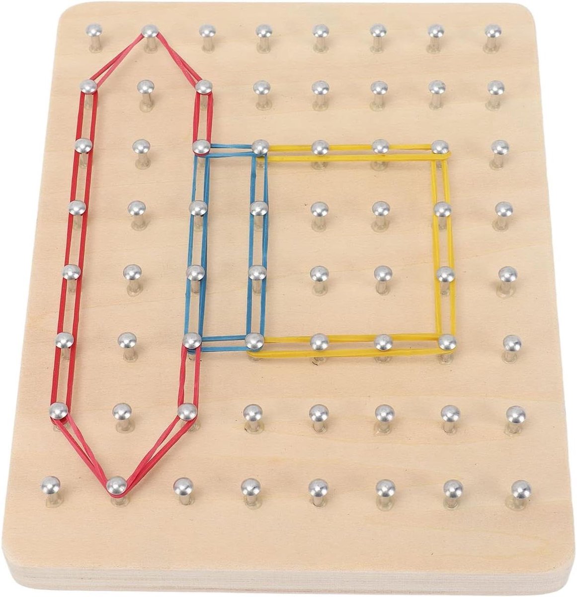 Houten Geoboard - Montessori Speelgoed - Creatief Leren - Gladde Randen - 17.5x13.5x2.5cm - Houtkleur