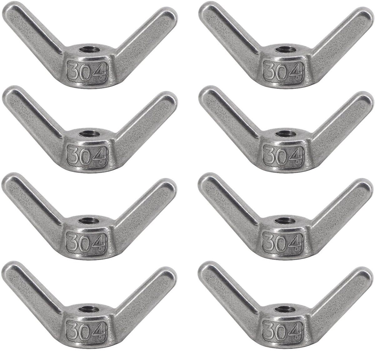 Dailygoods- Vleugelmoeren M6 - Roestvrij Staal 304 - 8 Stuks - Vlindersluiting - Handdraaiing - Corrosiebestendig - Vlindermoeren
