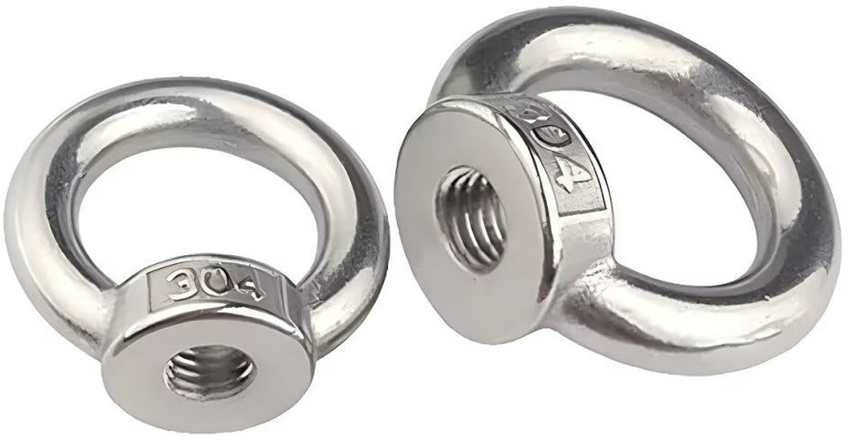 Dailygoods- Ringmoer M20 - Roestvrij Staal 304 - Corrosiebestendig - Oogmoer - Hefmechanisme - Cirkelvormig/Triangulair
