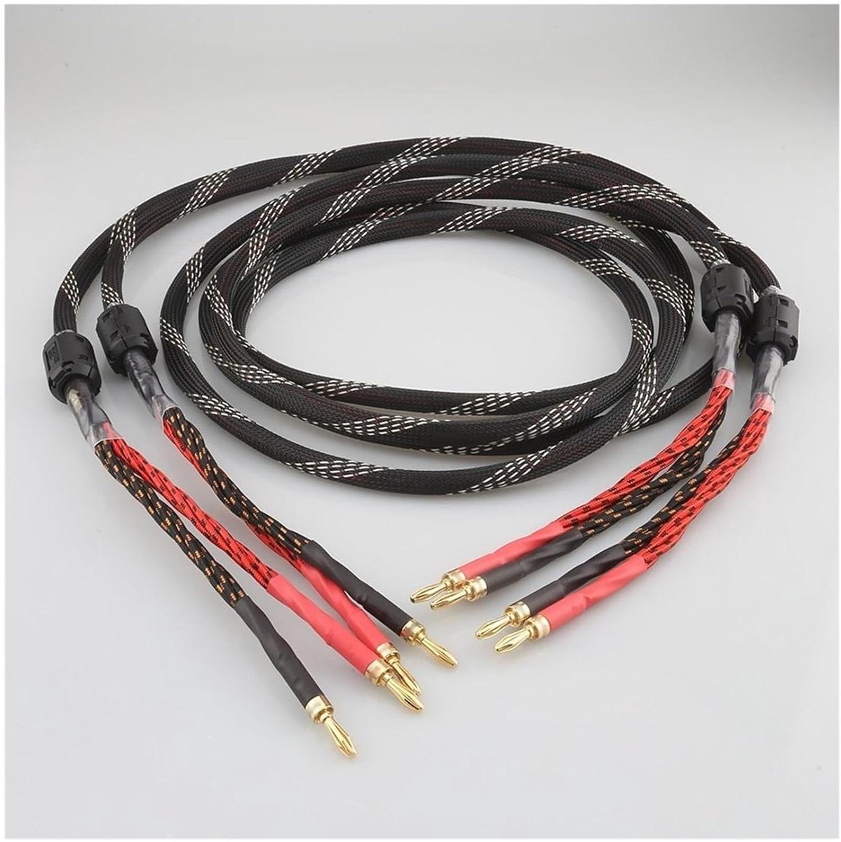 Luidsprekerkabel Paar - Audiokabel OFC - Hifi Systeem - Vergulde Bananenstekkers - 2.5 Meter - Zilver