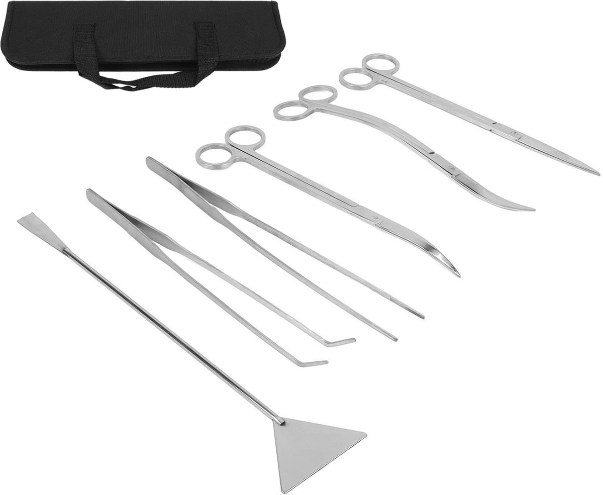 Dailygoods- Aquascape-Gereedschap 6 in 1 - Roestvrij Staal - Aquarium Schaar/Pincet/Spatel - Anti-Roest - Sterk Gereedschap - Langdurig Gebruik - Aquariumgereedschap