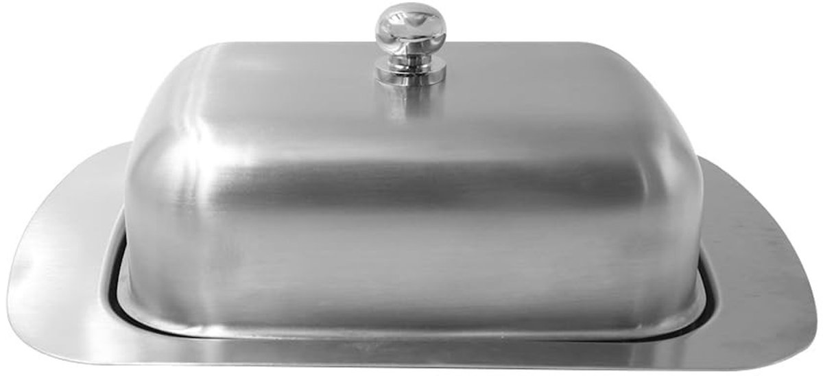 Dailygoods- Botervloot Roestvrij staal - Botervloot met deksel - Boterschotel - Koelkast - Lichtgewicht - Elegant ontwerp - 250 g inhoud
