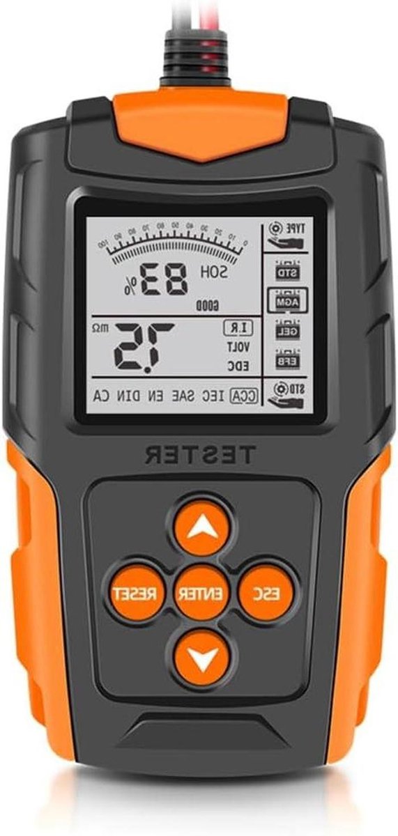 Accu Tester - Batterij Analysator - Voertuig Onderhoud - 12V 24V Compatibel - 3 Seconden Test - Zwart Oranje
