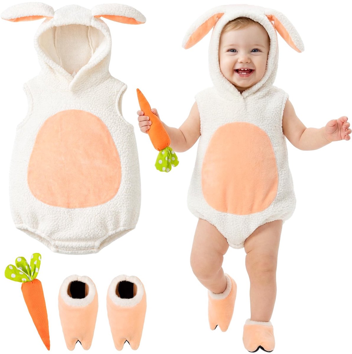 Dailygoods - Konijn Kostuum Rompertje voor Baby's 0-18 Maanden