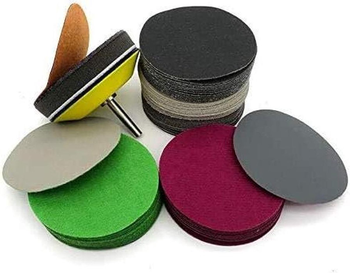 Schuurschijven Set - Schuurpapier Rondjes - Metaal Polijsten - Nat en Droog Gebruik - 75 mm - Grijs