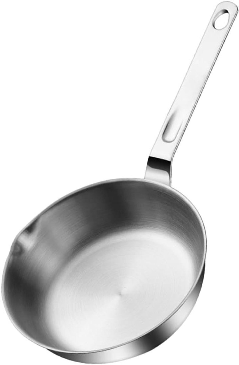 Mini Koekenpan - Sauspannetje RVS - Porties Bereiden - Met Gietrand - 25.8 cm - Zilver