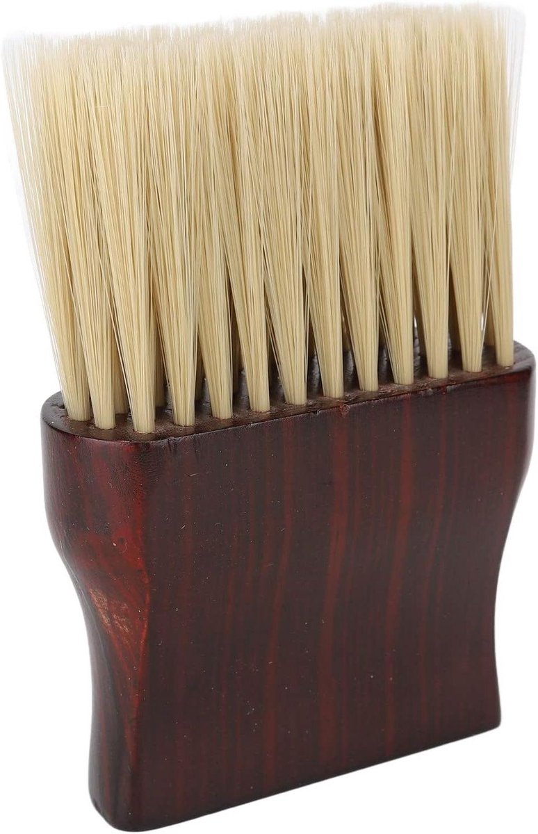 Nekborstel Kappers - Nekstofborstel Stylist - Haarknippen Reinigen - Massief Houten Handvat - 14 x 9.5 x 3 cm - Bruin