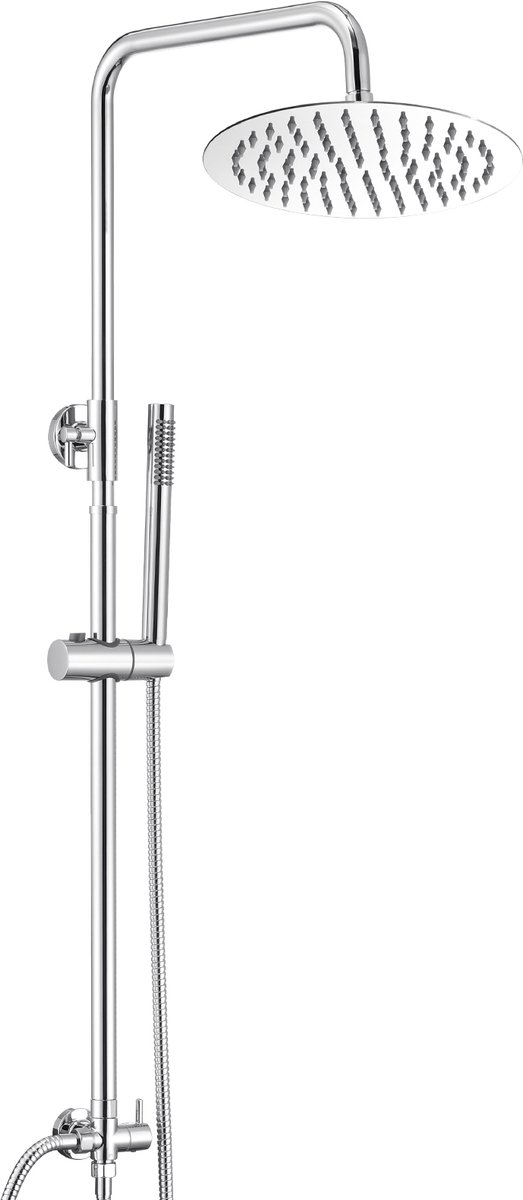 Auralum Max Luxe Douchesysteem zonder kraan - 8 inch Ronde Regendouche RVS 304 - Verstelbare Douchestang 68-108 cm - Chroom