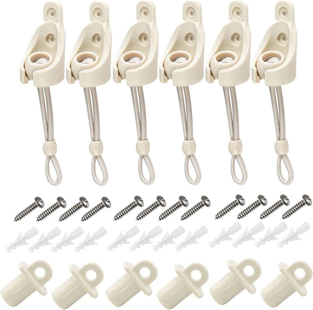 Universele vervanging van buitenrolkappen voor buiten en binnen (3 stuks bungee-kit met eindkap, beige)