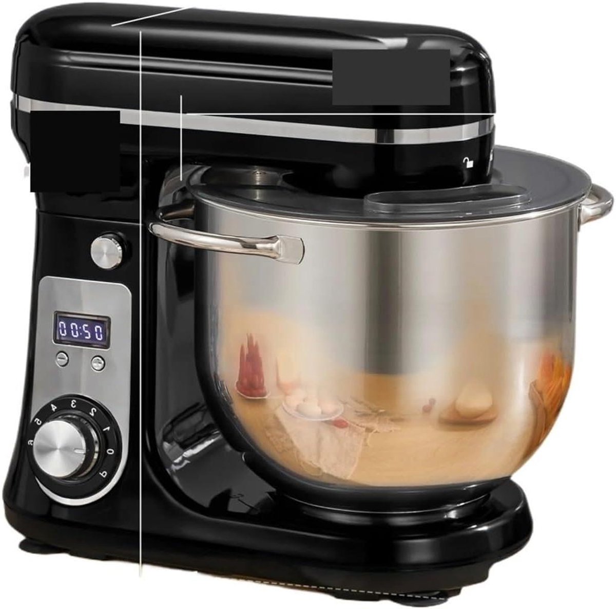 Keukenmixer - Deegmixer Tafelmodel - Bakken en Koken - Stille DC Motor - 6L Kom - Zilver