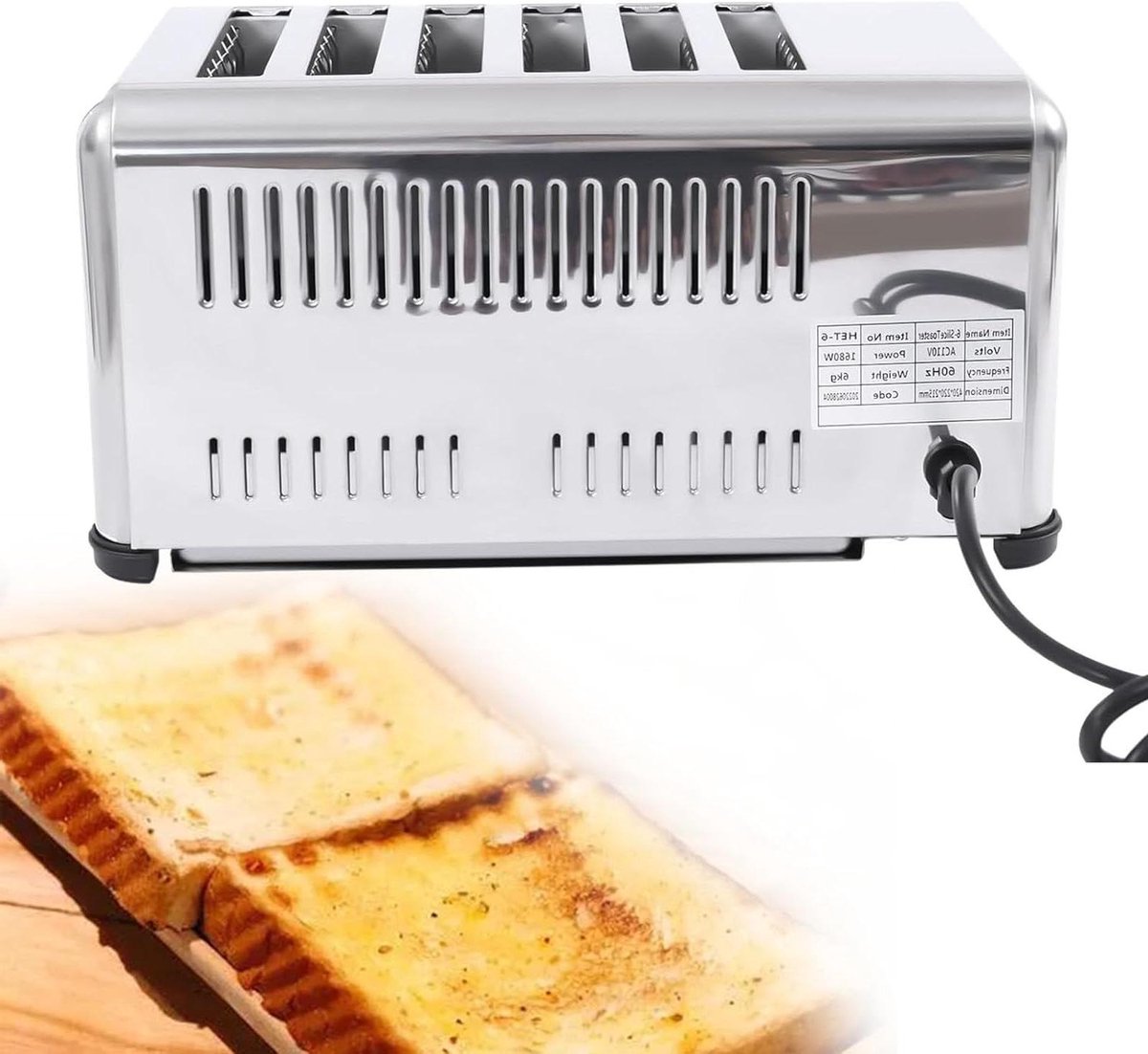 Broodroosters 4 met brede sleuven, commerciële broodrooster 4 sleuven catering, 6 sleuven broodrooster Commercieel, broodroosterovens Aanrecht met timerfunctie,6 Slice
