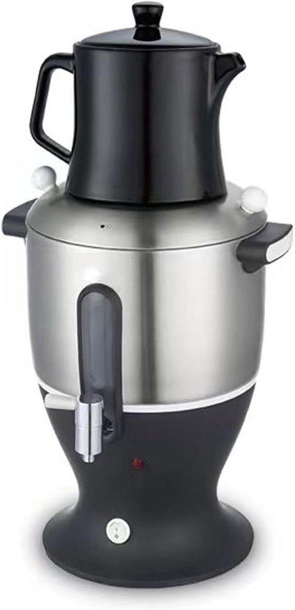 Elektrische Theemaker - Theeapparaat Waterkoker - Traditioneel Brouwen - Warmhoudfunctie Roestvrij - 6 Liter Inhoud - Zilver