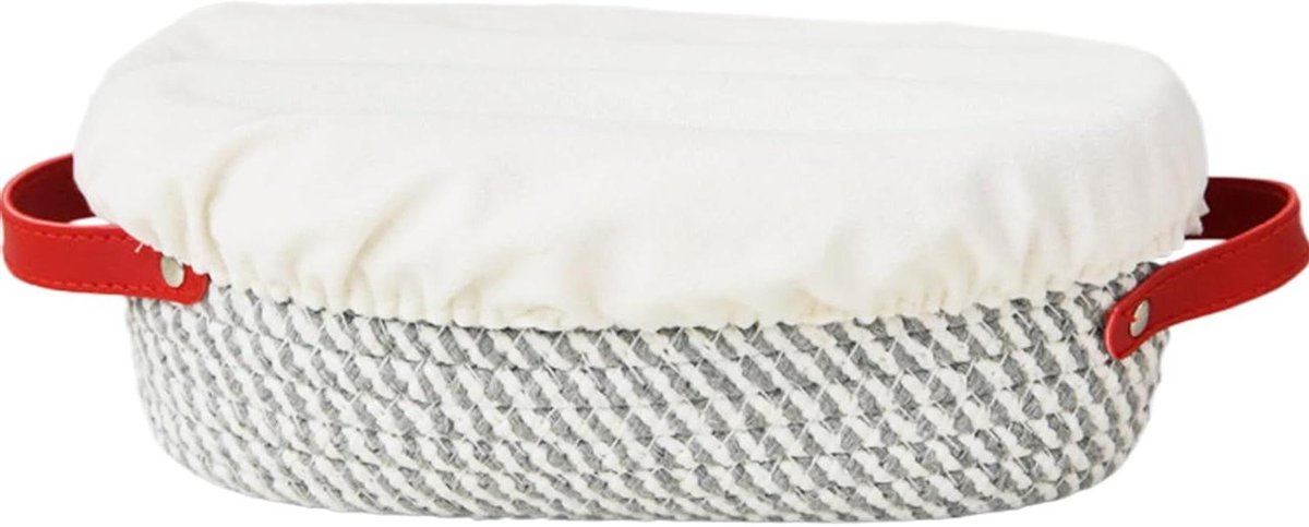 Set rijsmandjes, broodbestendige mand van katoenen touw, rond en ovaal, met linnen overtrek en deksel, rijsmand voor het bewaren van zuurdesembrood, bakaccessoires, cadeau voor bakkers, 23 cm en 26 cm