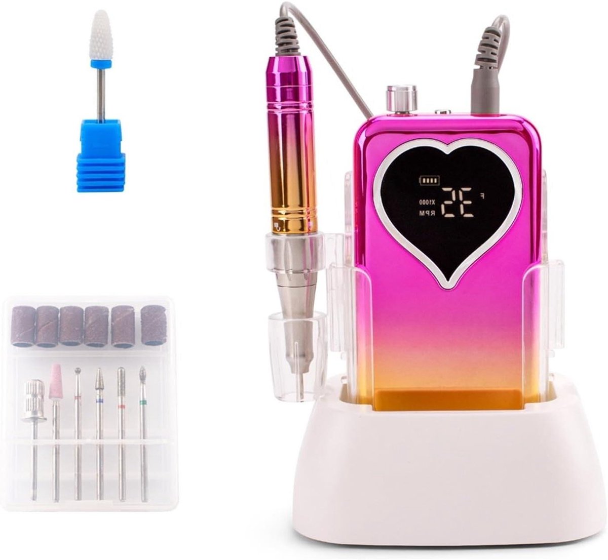 Nagelboor Machine - Manicure Polijst - Nagels Vormgeven - 35000 RPM Coreless - Draagbaar Oplaadbaar - Geel