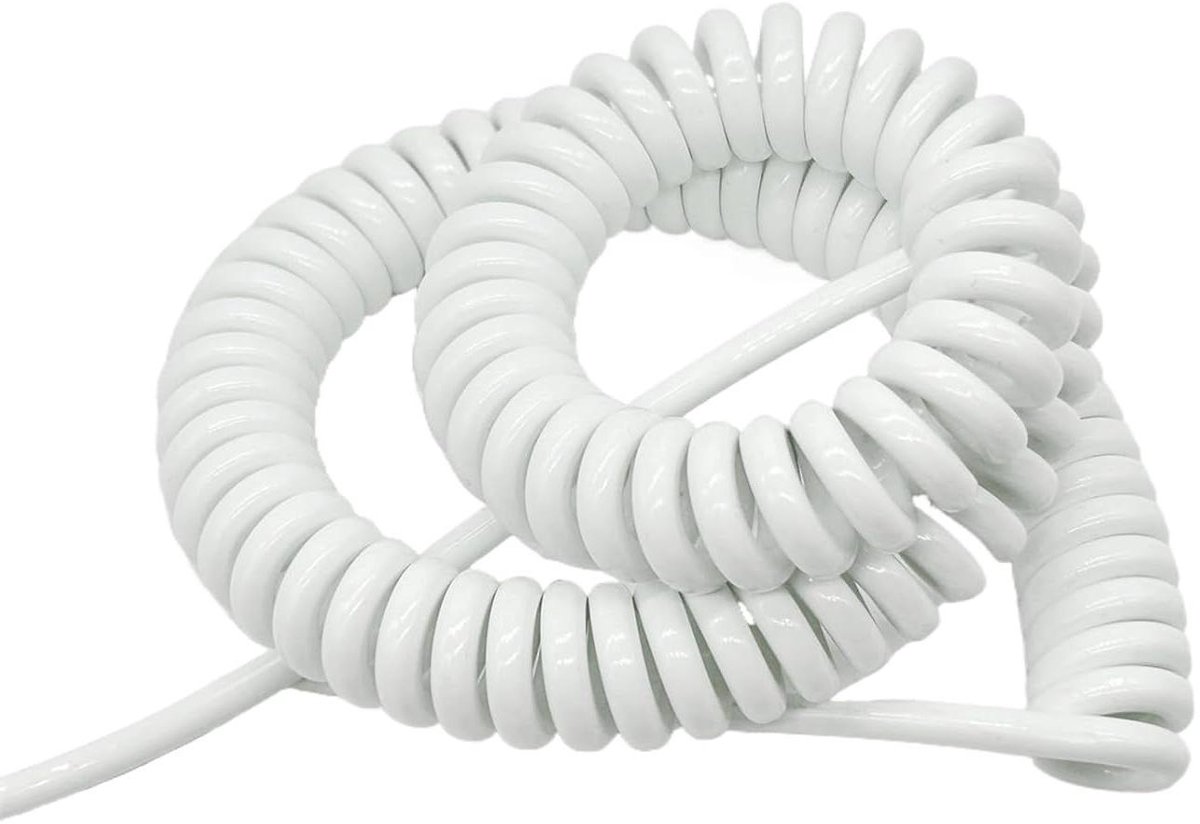 Veerdraad Rekkabel - Spiraalkabel Intrekbaar - Flexibele Aansluitingen - 8-aderige PU Constructie - 3 Meter Lengte - Zwart