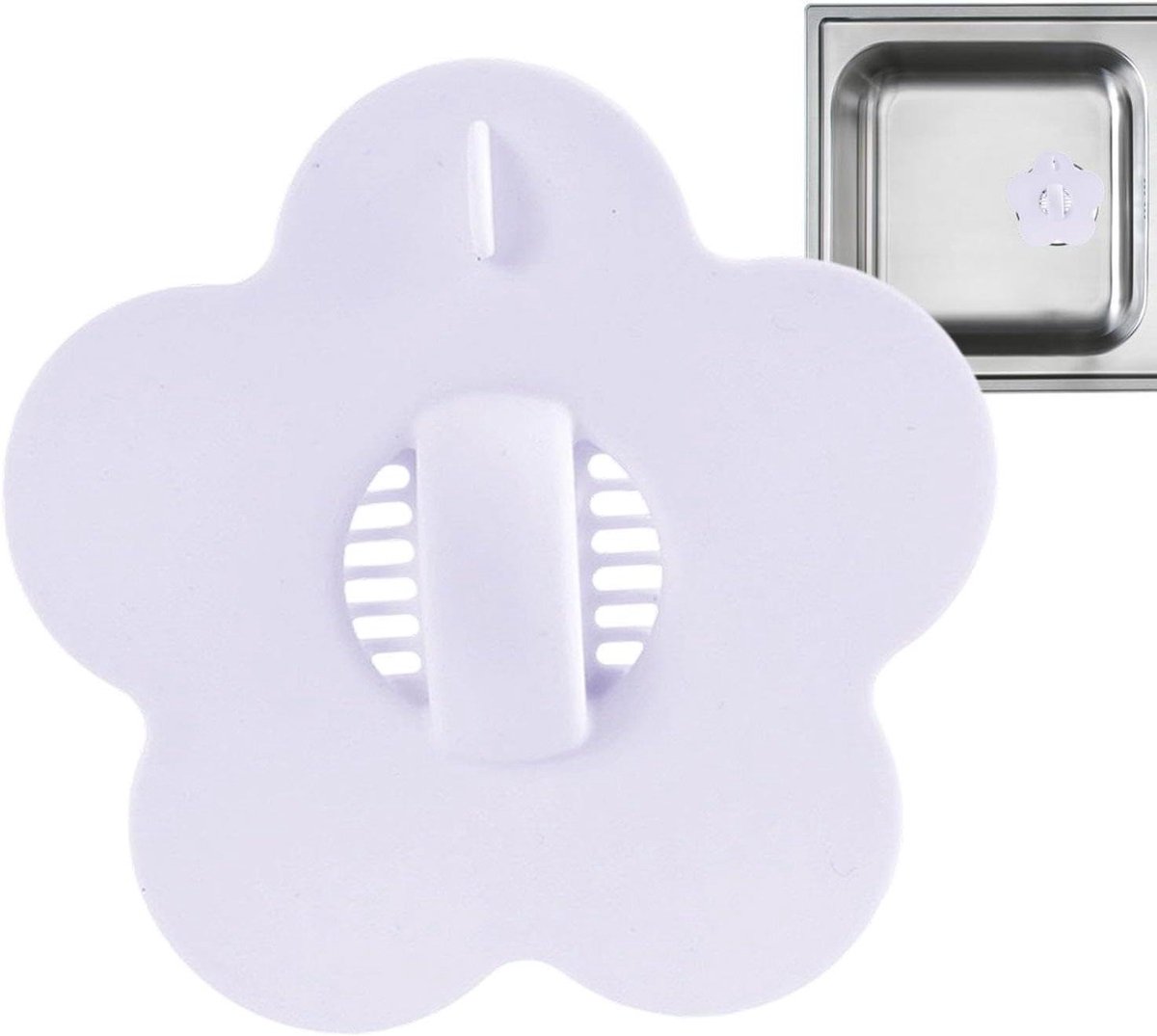 Haarvanger Afvoer - Bloem Zeef - Voorkomt Verstopping - Flexibel Siliconen - 8x8 cm - Paars