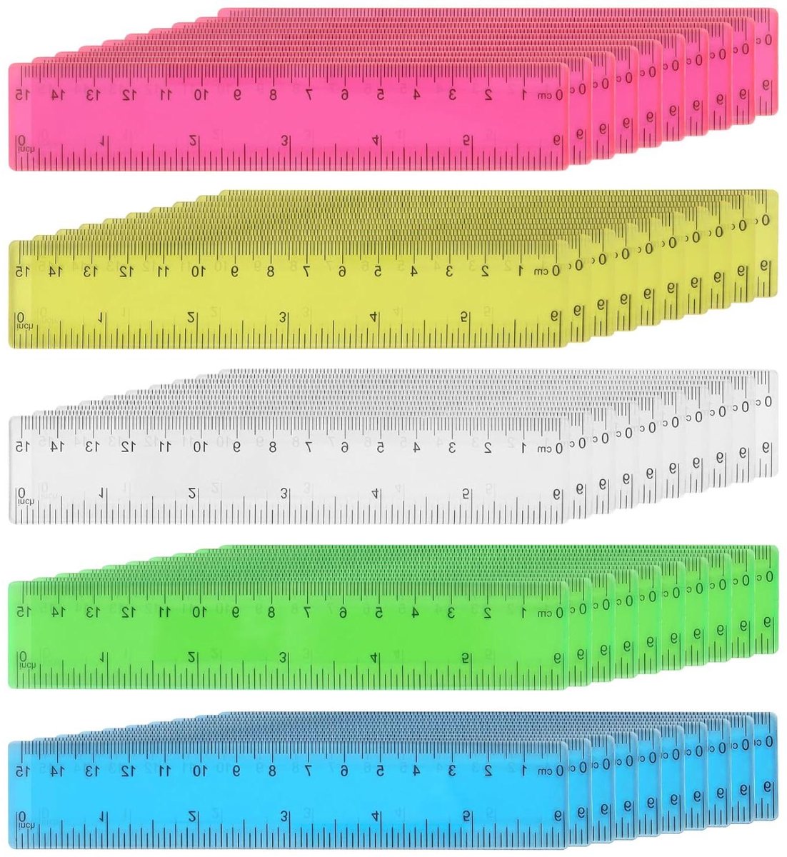 Kunststof Linialen - Meetlat Set - School en Kantoor - Onbreekbaar Ontwerp - 15 cm - Gekleurd
