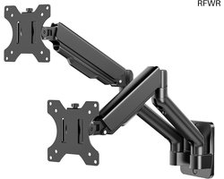 Monitor Muurbeugel - Dubbele Monitor - Ergonomisch Werken - Volledige Bewegingsvrijheid - 17-32 Inch - Zwart