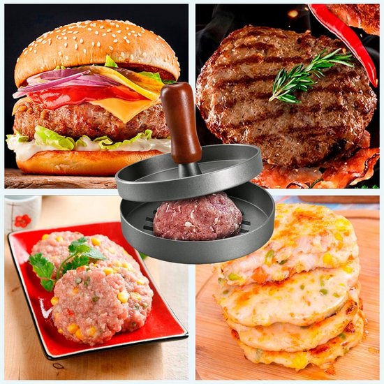 Gehaktbalmenmaker - Gegoten hamburgerpers, hamburgerpers, hamburgerpers met anti-aanbaklaag, hoogwaardige vleespers, voor lekkere hamburgers, patties, BBQ, bakken, gevulde hamburgers van Merkloos — afbeelding 5