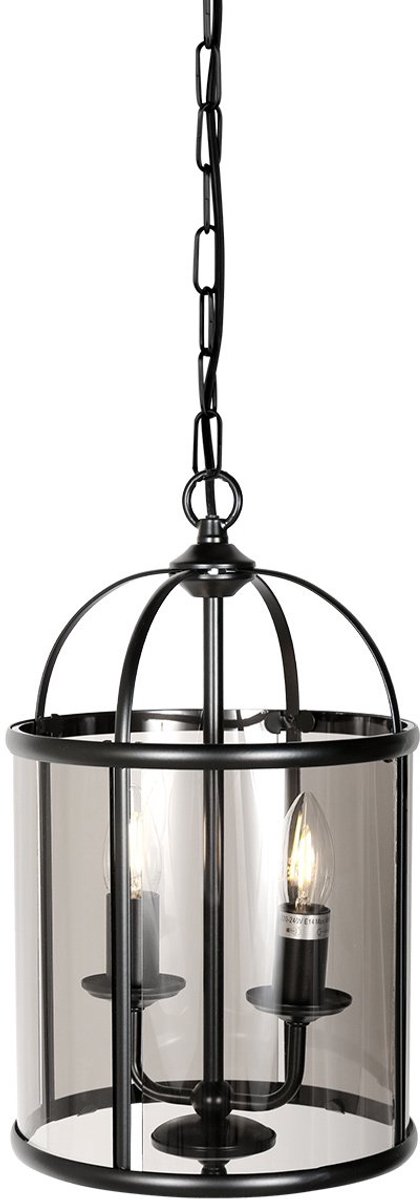Hanglamp Pimpernel 5971ZW Zwart Ø23 cm - Hoogte instelbaar, Klassiek ontwerp, Glas en Metaal - Steinhauer