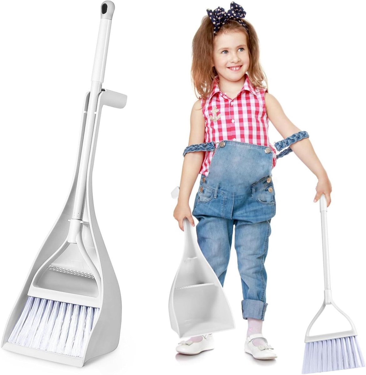 Mini Stoffer Blik - Kleine Veegset - Bureau Schoonmaken - Geïntegreerd Ontwerp - 42 cm Lengte - Diverse Kleuren