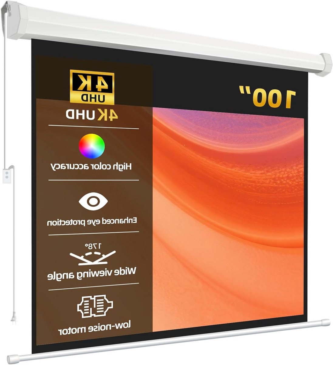 Projectorscherm Gemotoriseerd - Filmscherm Wit - Thuisbioscoop Presentatie - Universele UST Compatibiliteit - 100 Inch 16:9 - Mat Wit