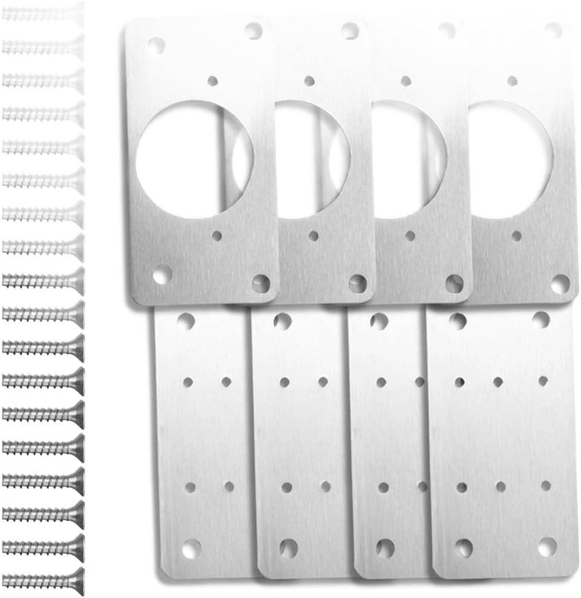 Reparatieset Scharnieren - Montageplaten - Meubelreparatie - Roestvrij Staal - 45 x 9 cm - Zilverkleurig
